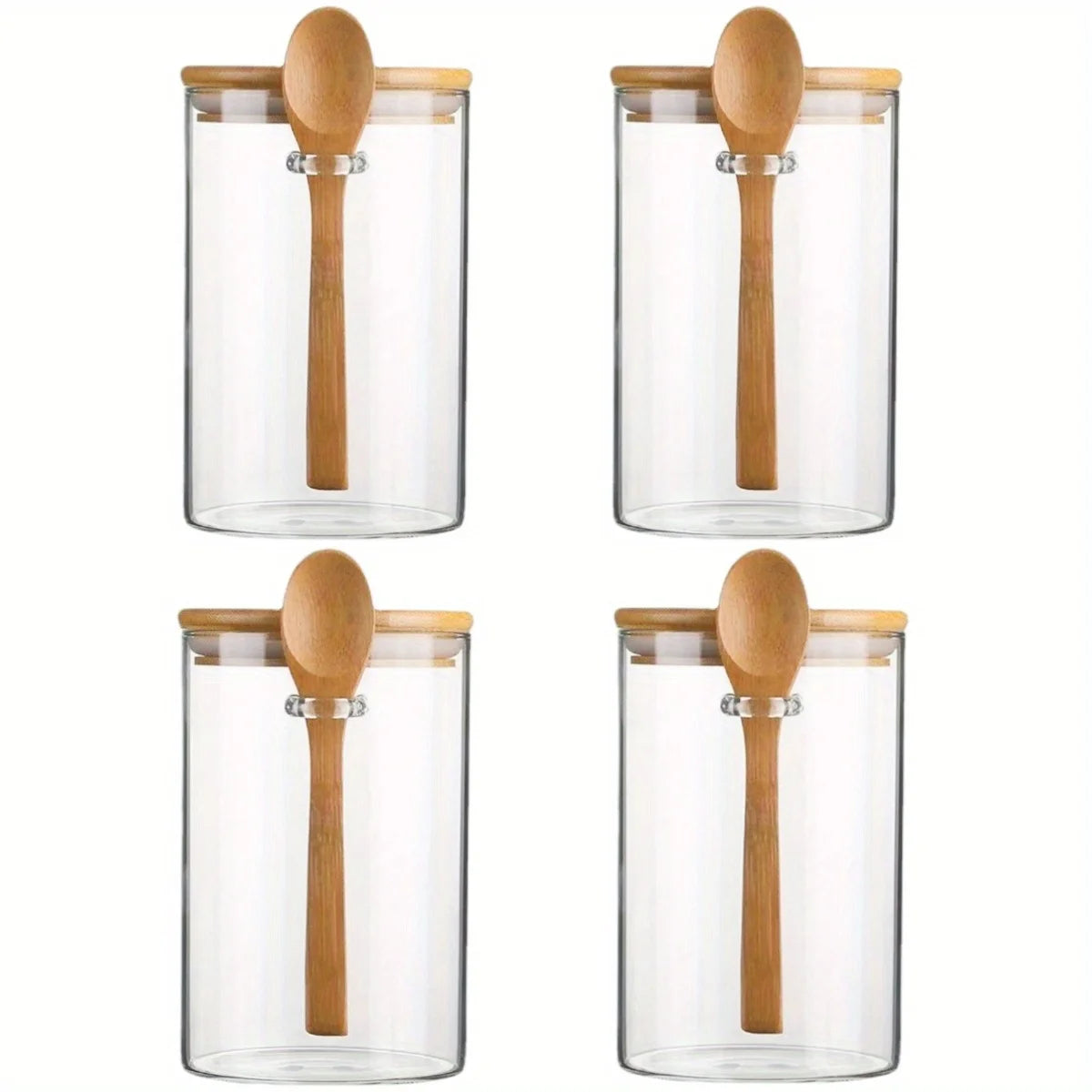 18oz Airtight Glass Jars With Lids & Spoons