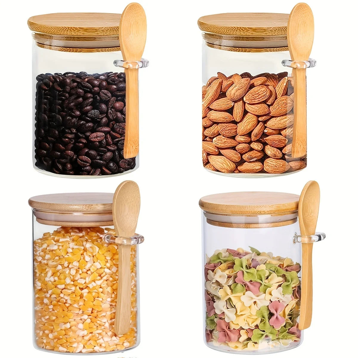 18oz Airtight Glass Jars With Lids & Spoons